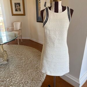 The Kooples Asiago Dress Chain Detail Geo-Textured S Ivory Luxury NWT